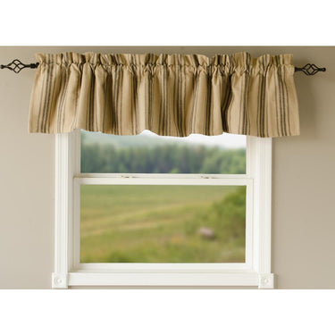 Grain Sack Stripe Oat Black Valance Lined VL164211 - The Fox Decor